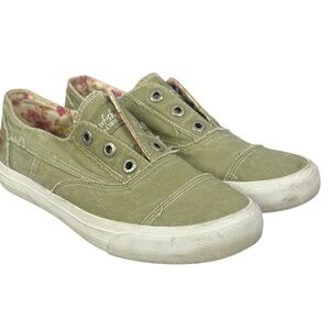 Blowfish Malibu Malia Casual Low Top Green Canvas Slip-on Sneakers Size 8